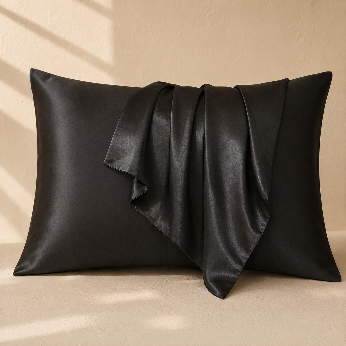Silksway™ Faux Silk Satin Pillowcase, material and detail close-up