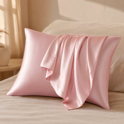 Silksway™ Faux Silk Satin Pillowcase, styled close view