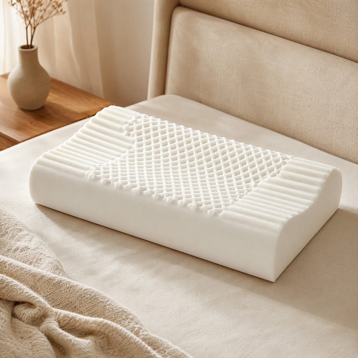 Restloft™ Memory Foam Sleep Pillow, styled close view