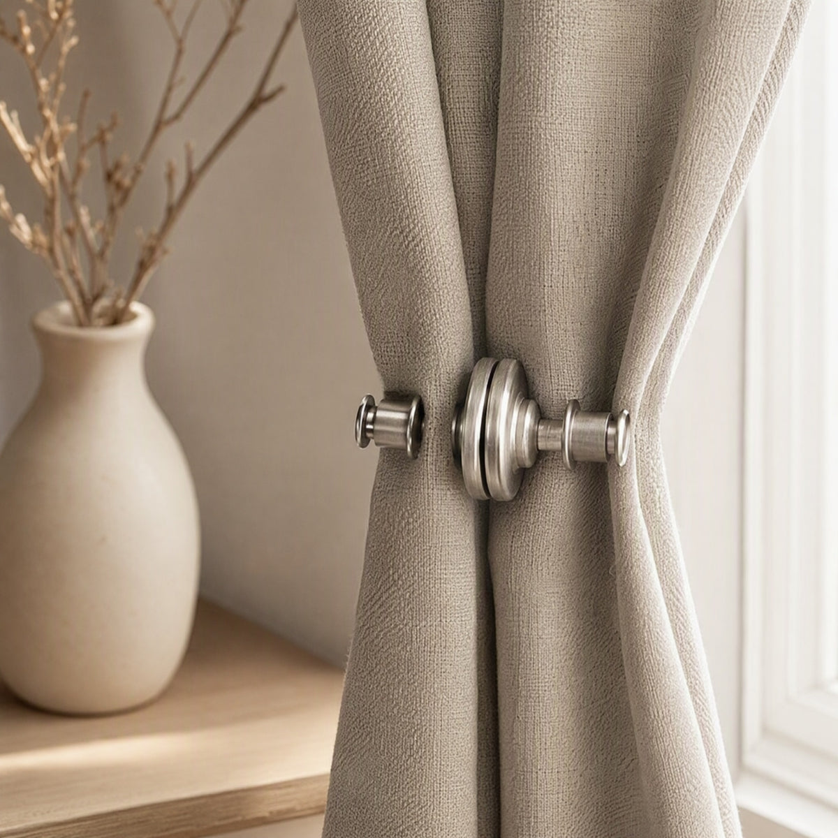 Drapelock™ Magnetic Curtain Closure Fastener, styled close view