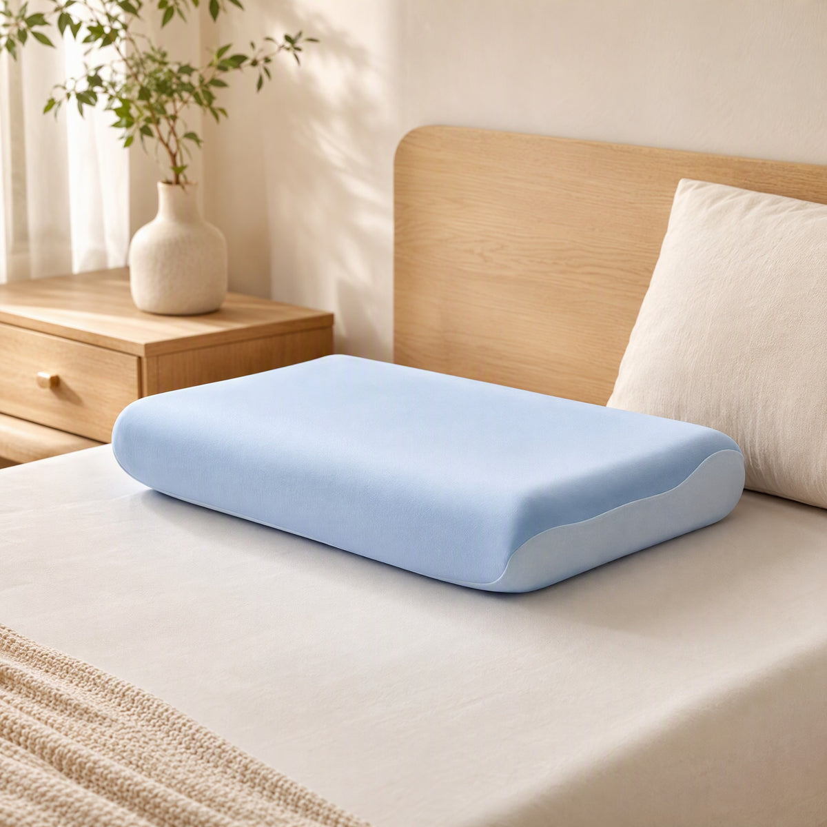 Coolweft™ Polyester Fiber Cooling Pillowcase in a calm home setting
