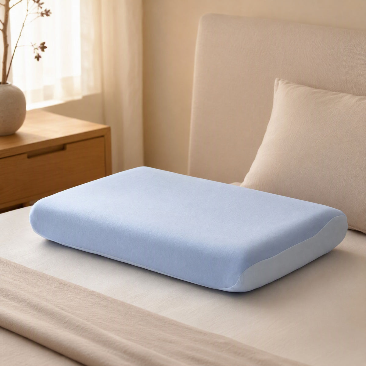 Coolweft™ Polyester Fiber Cooling Pillowcase, styled close view