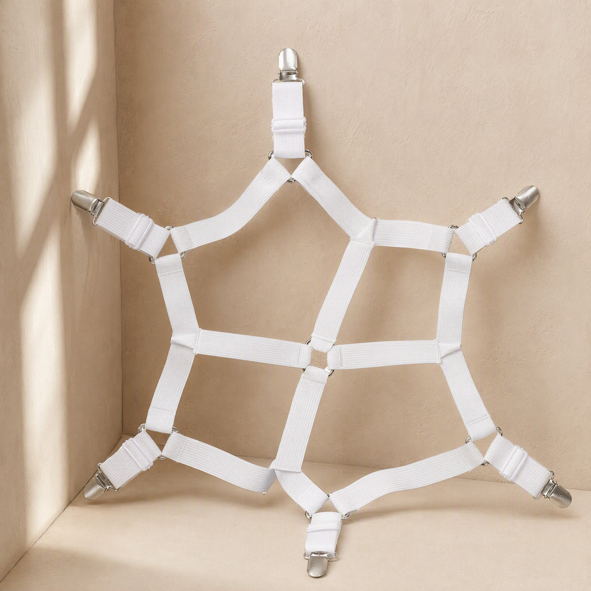 Bedclasp™ Six-Sided Sheet Fastener With 12 Clips