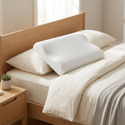 Lowloft™ Low-Profile Memory Foam Pillow in a calm home setting