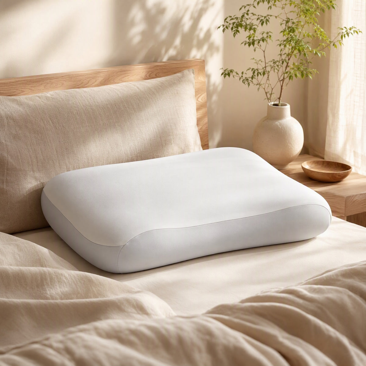 Slowhush™ Slow-Rebound Deep Sleep Pillow in a calm home setting