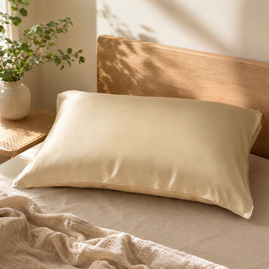 Silksoft™ Simulated Silk Pillowcase in a calm home setting