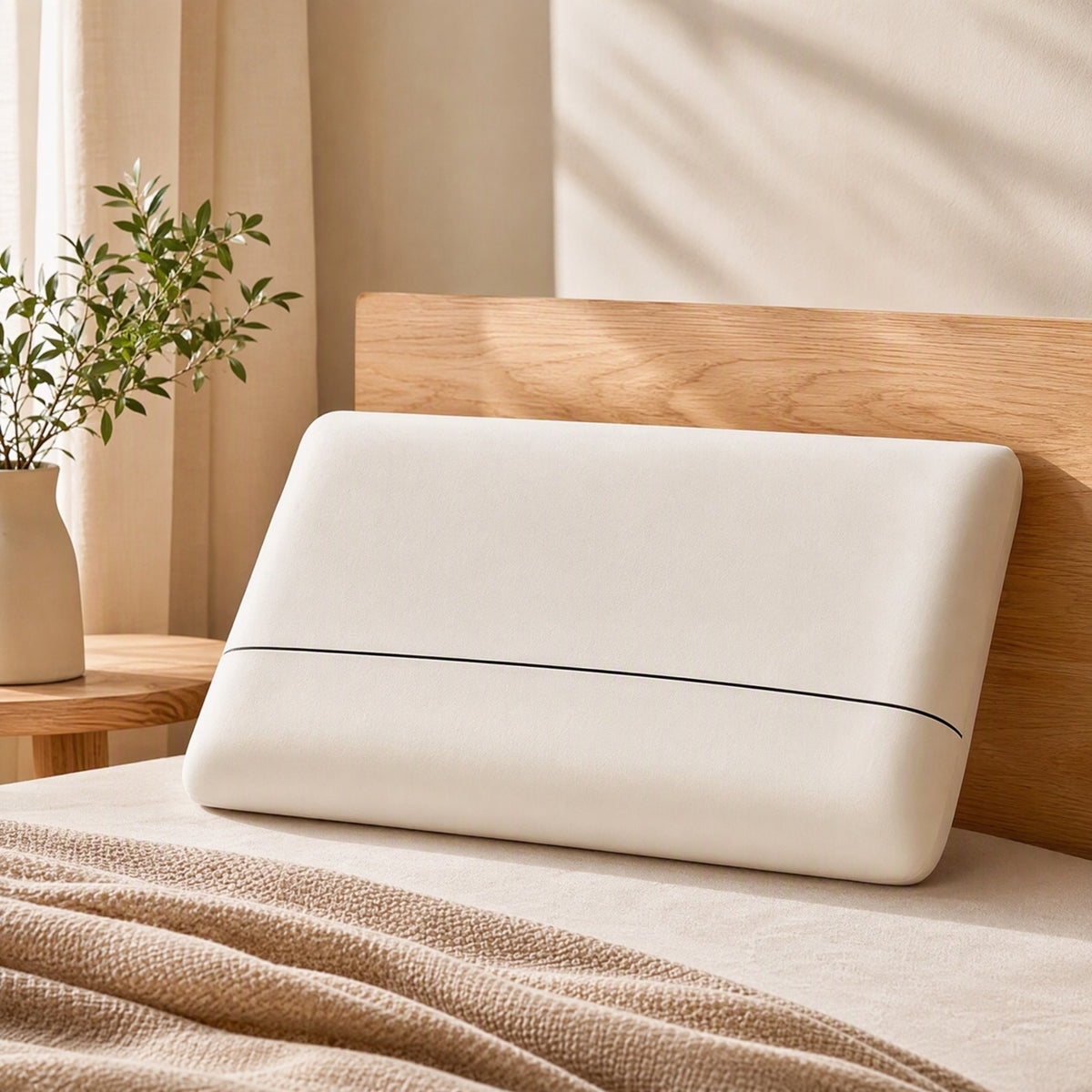 Dreamrest™ Memory Foam Sleep Pillow in a calm home setting