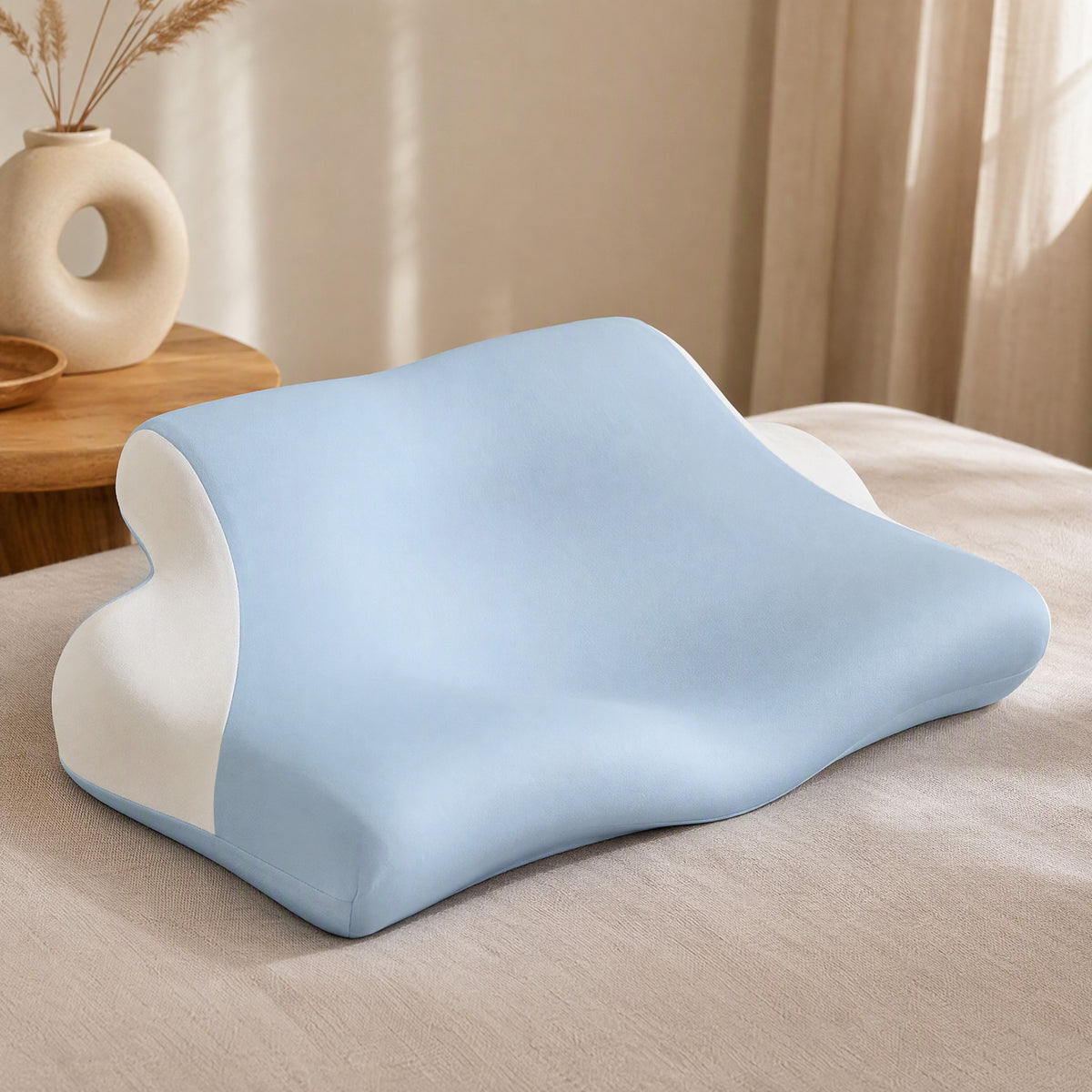Restcushion™ Memory Foam Neck Support Pillow, styled close view