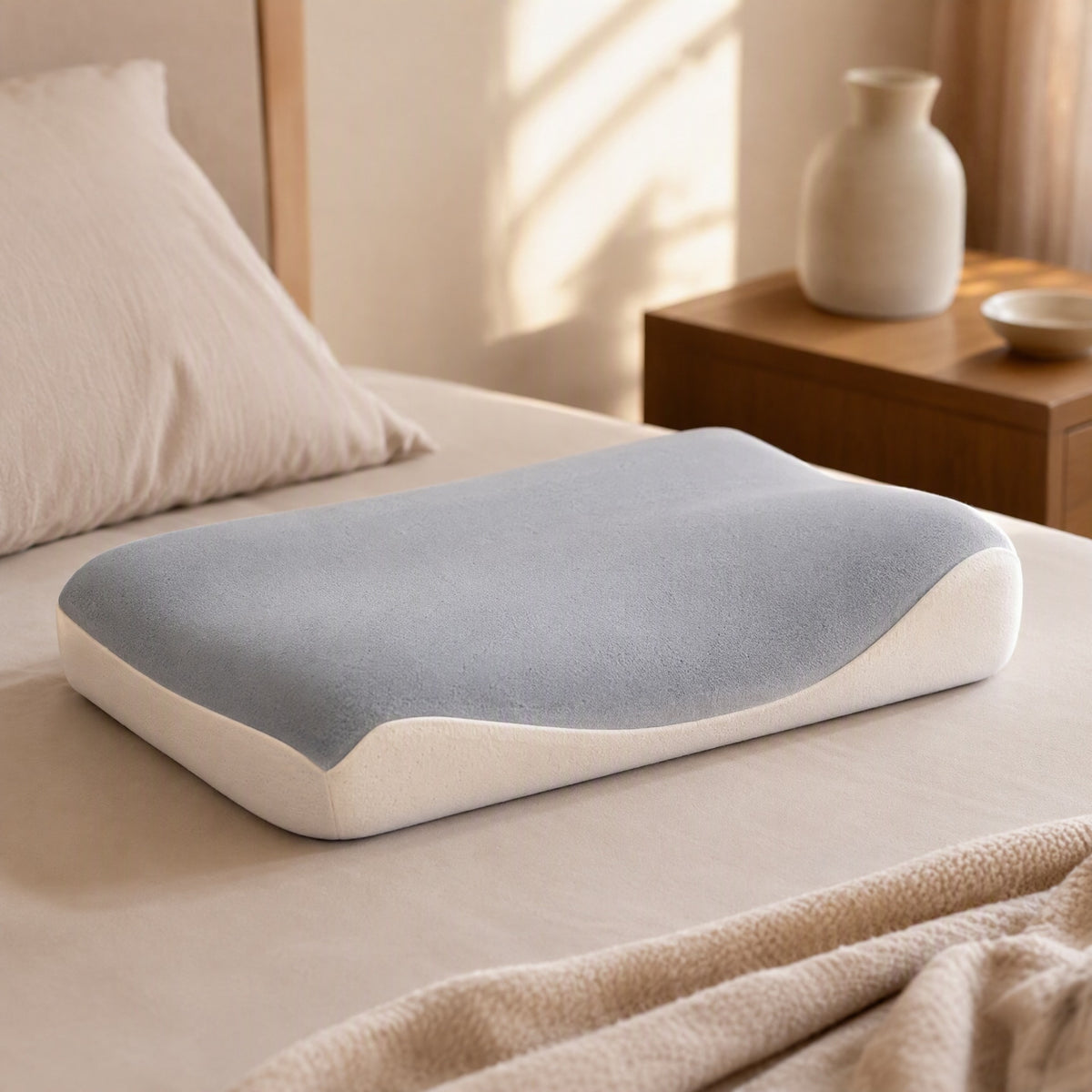Necksoft™ Memory Foam Neck Support Pillow, styled close view