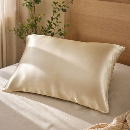 Silkgleam™ Simulated Silk Satin Pillowcase in a calm home setting