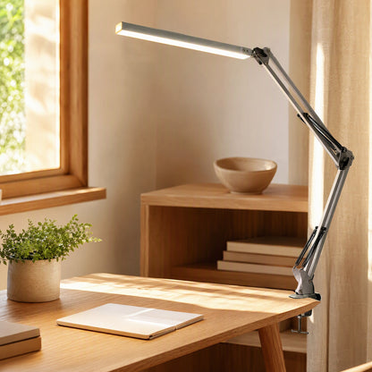 Alushade™ USB Clip Desk Lamp With Aluminum Shade in a calm home setting