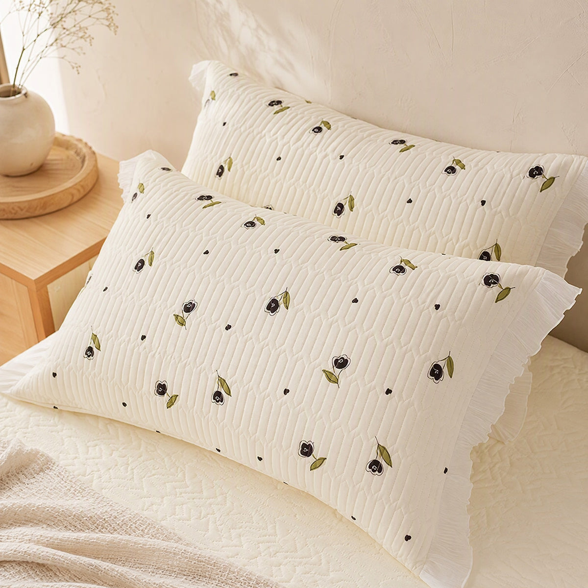 Quiltrest™ Quilted Pillowcases, Two-Piece Set, styled close view