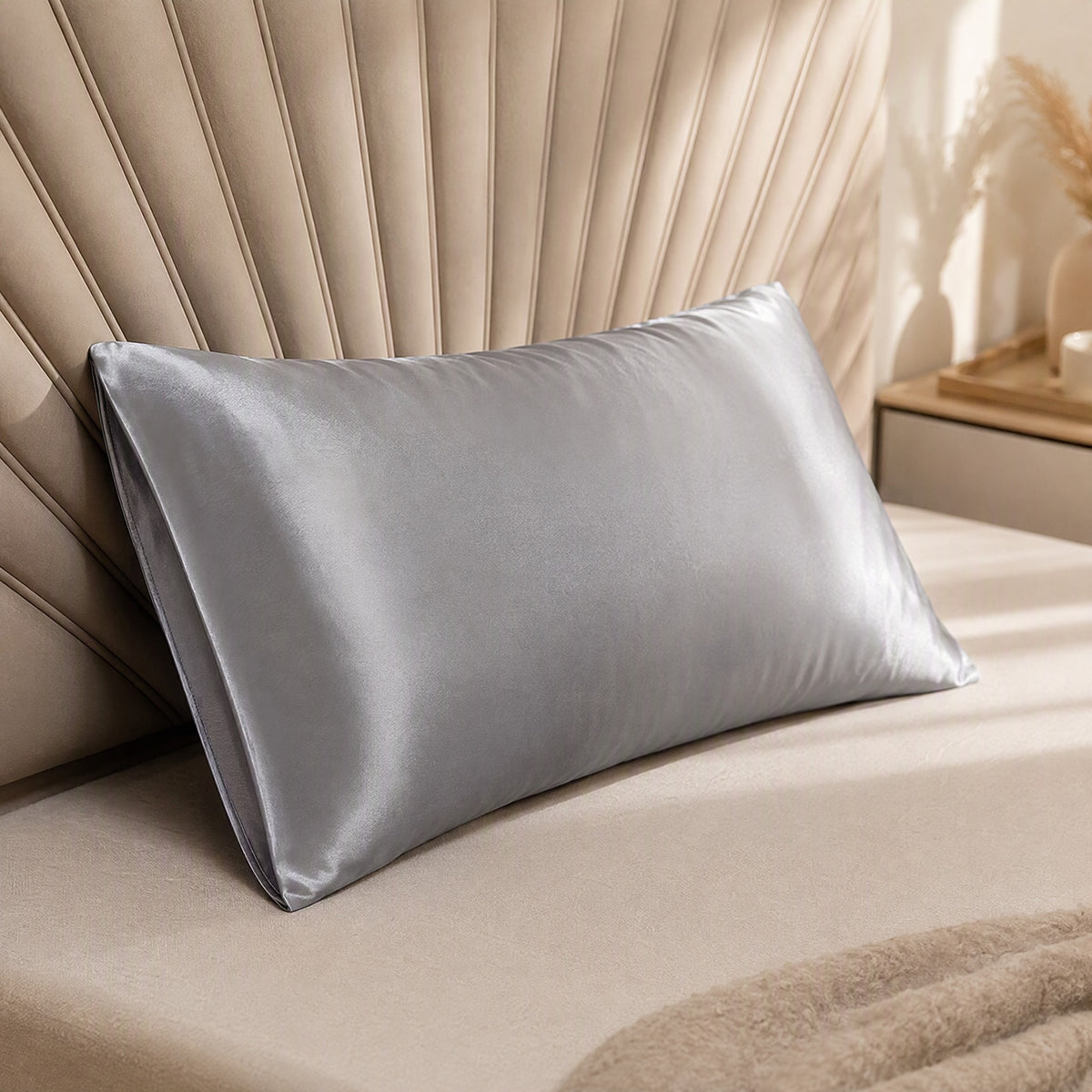 Satinhush™ Polyester Satin Pillowcase, styled close view