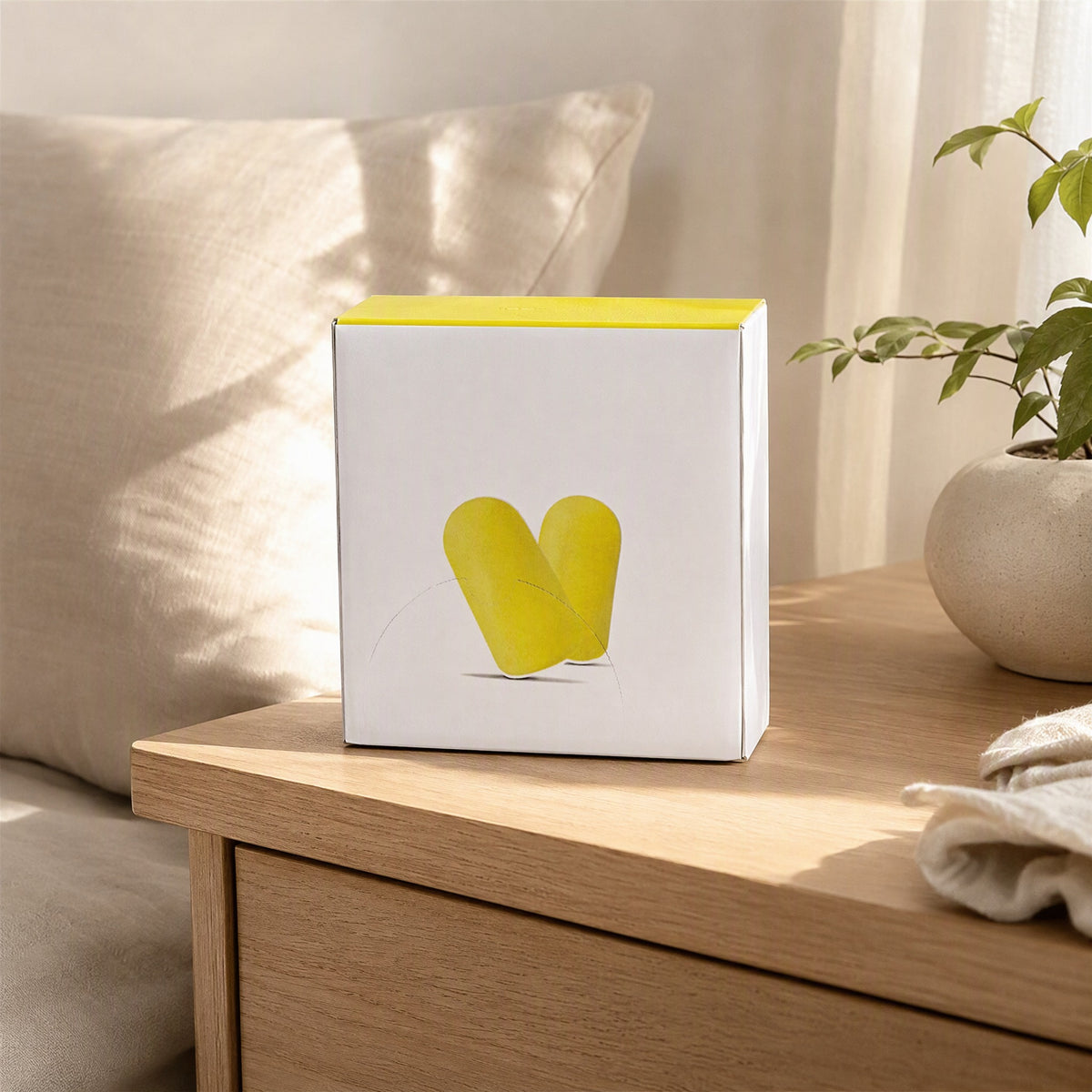 Quietplug™ PU Soundproof Earplugs in a calm home setting