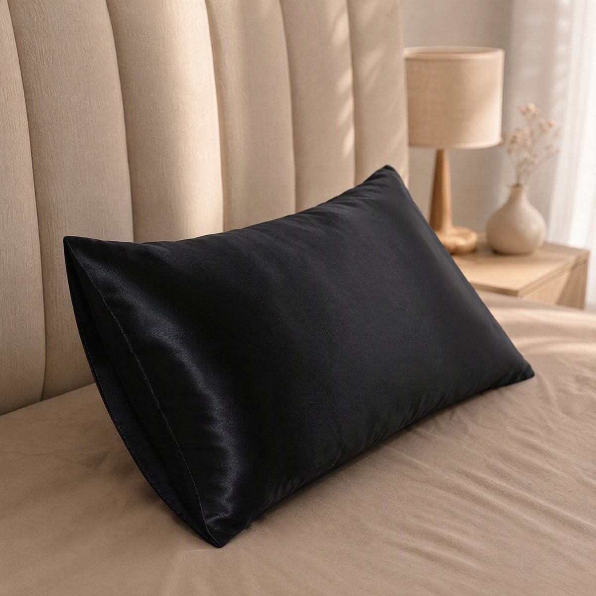 Satinrest™ Polyester Satin Pillowcase, styled close view