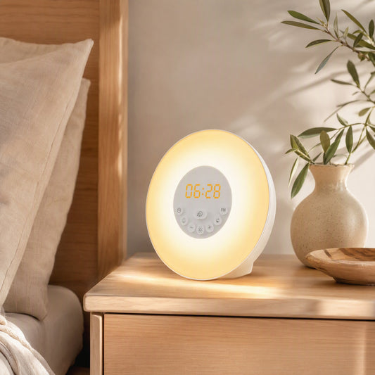 Dawntune™ Sunrise Alarm Clock With FM Radio in a calm home setting