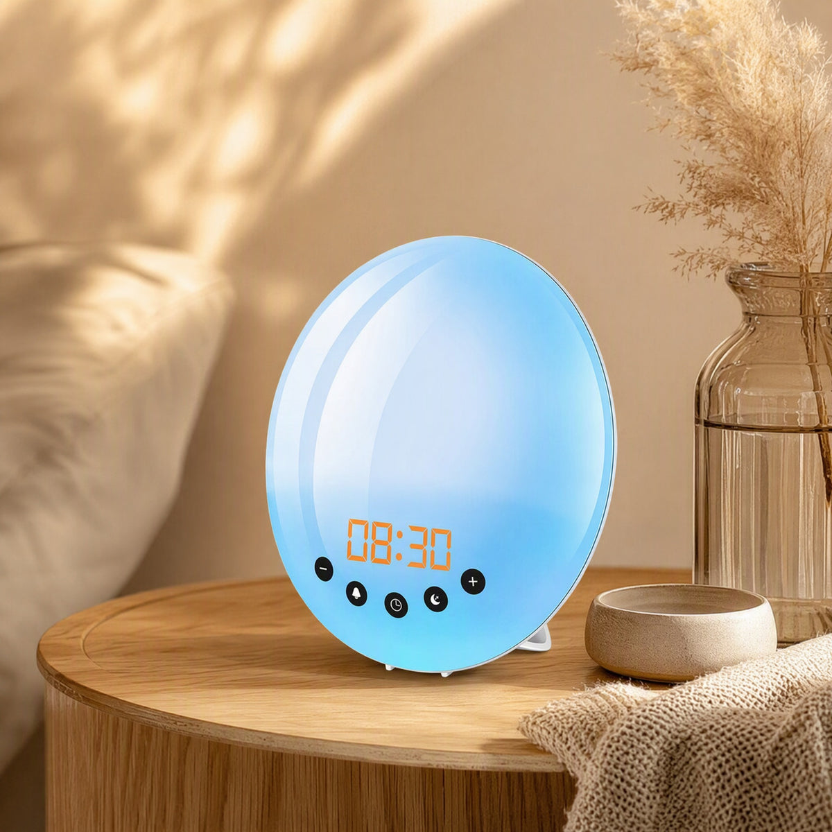 Daychime™ Sunrise Sunset Alarm Clock Lamp, styled close view