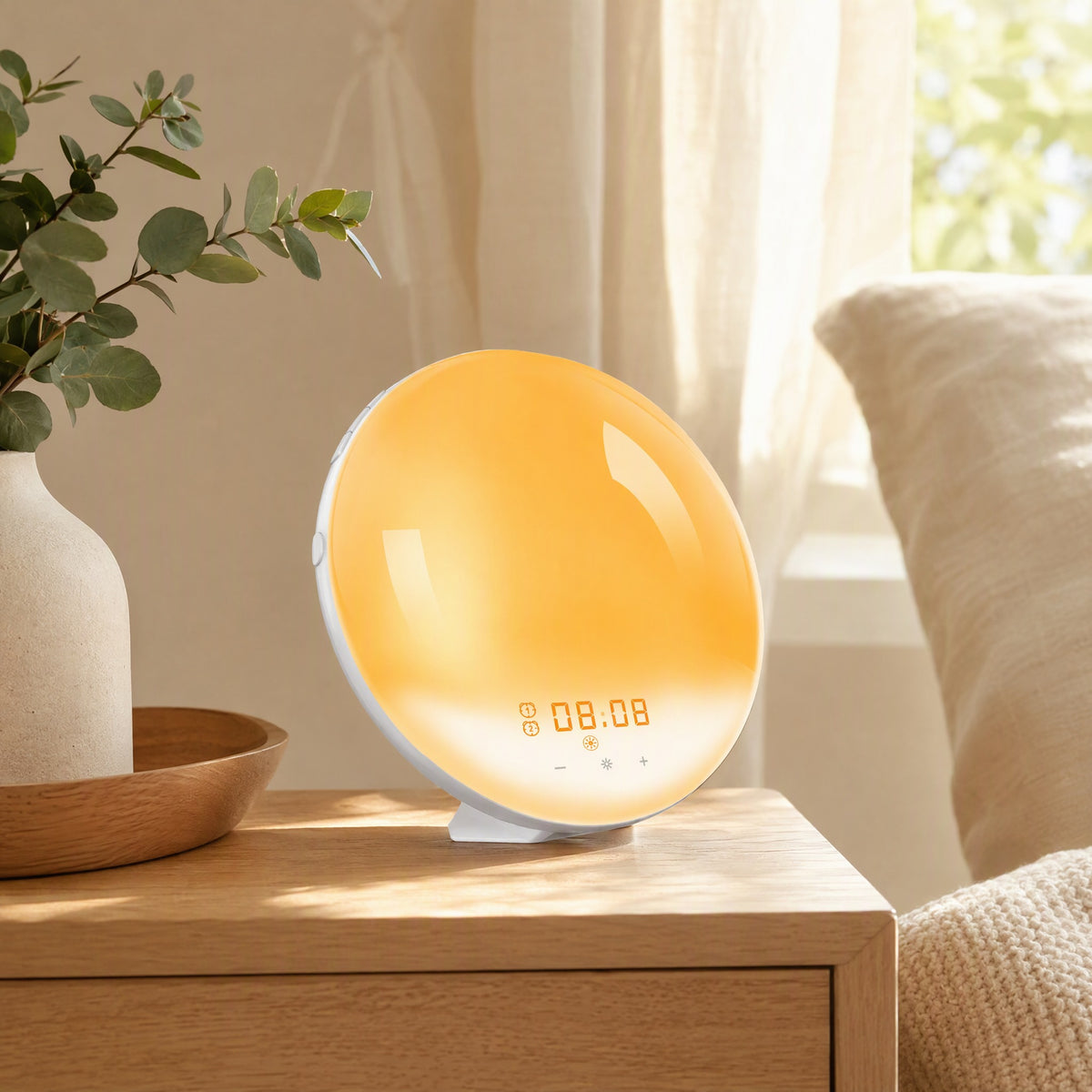 Daycolor™ Colorful Sunrise Sunset Alarm Clock in a calm home setting