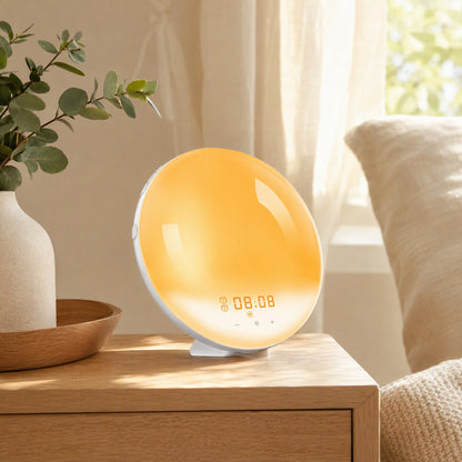 Daycolor™ Colorful Sunrise Sunset Alarm Clock in a calm home setting