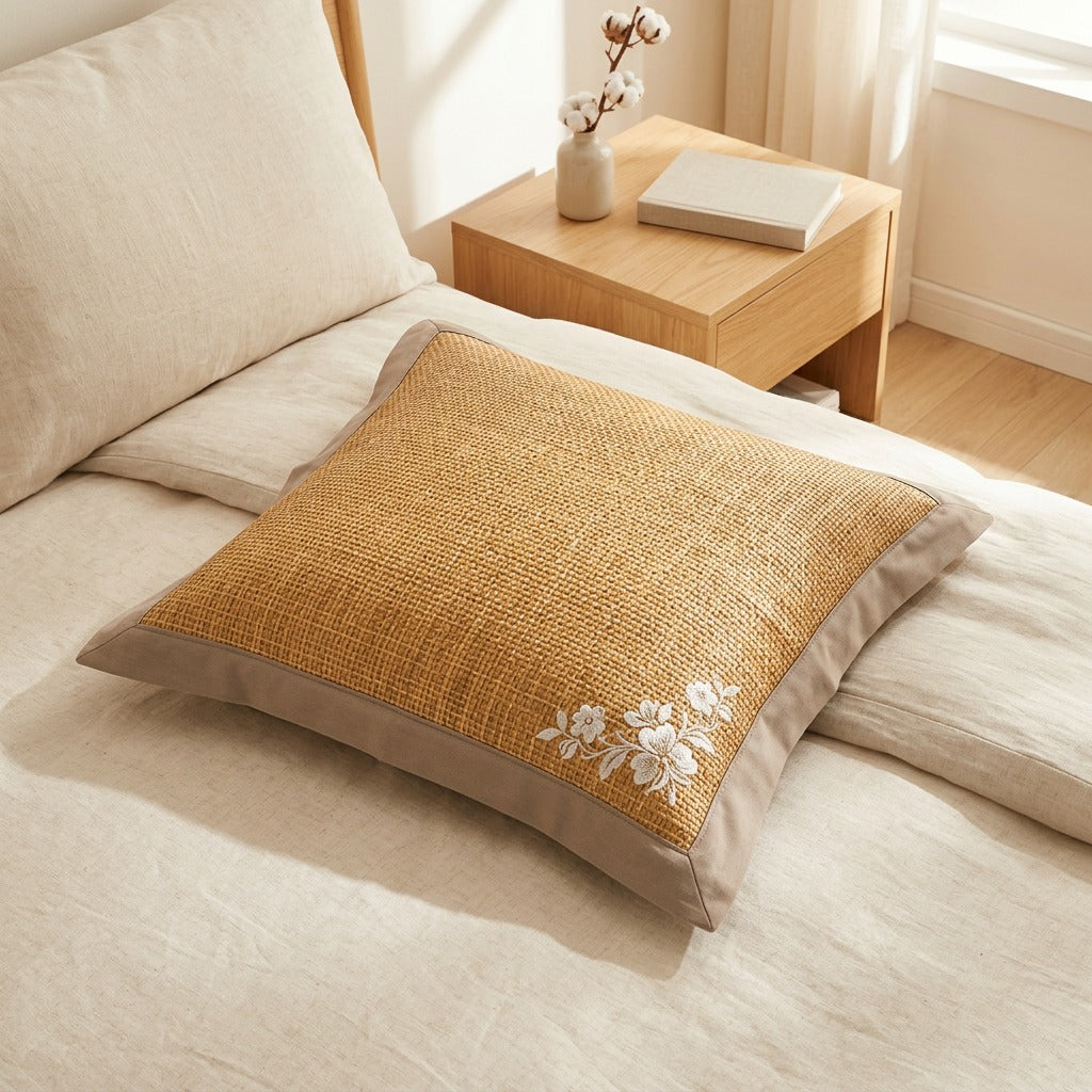 Vinehush™ Ice Vine Embroidered Pillowcase in a calm home setting