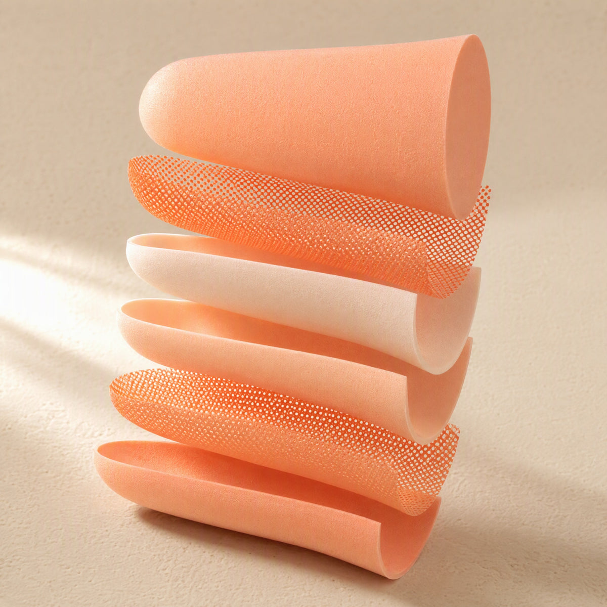 Mutecloud™ Polyurethane Noise Reduction Earplugs, material and detail close-up