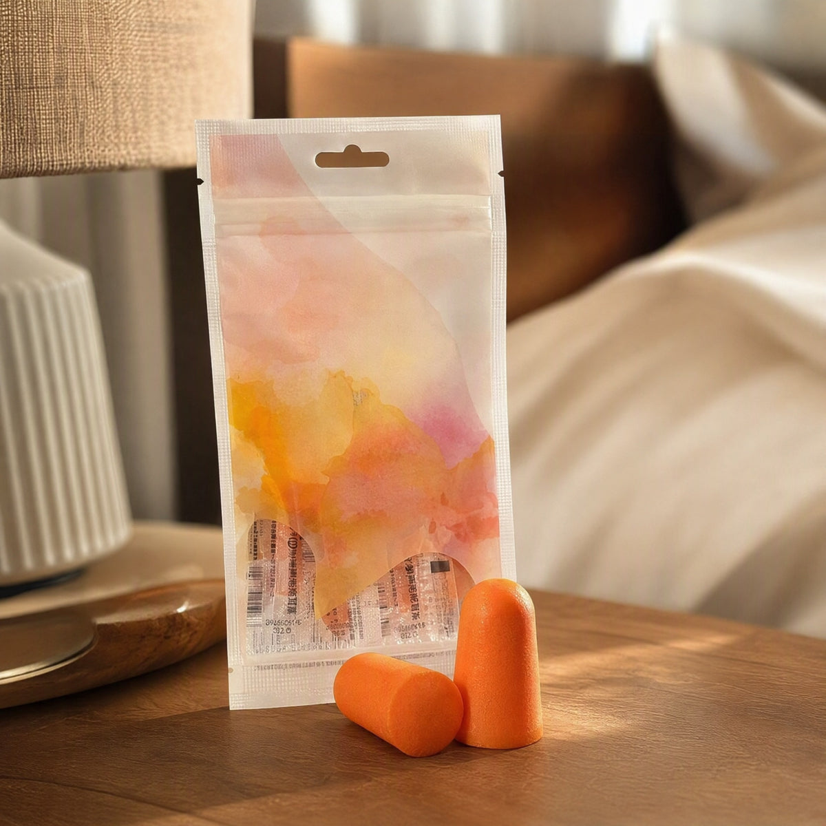 Muteplush™ Foam Noise Reduction Earplugs, styled close view