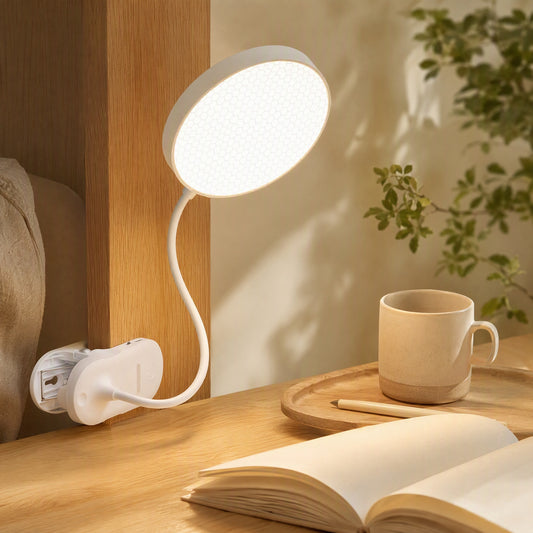 Clipray™ Clip-On LED Desk Lamp in a calm home setting