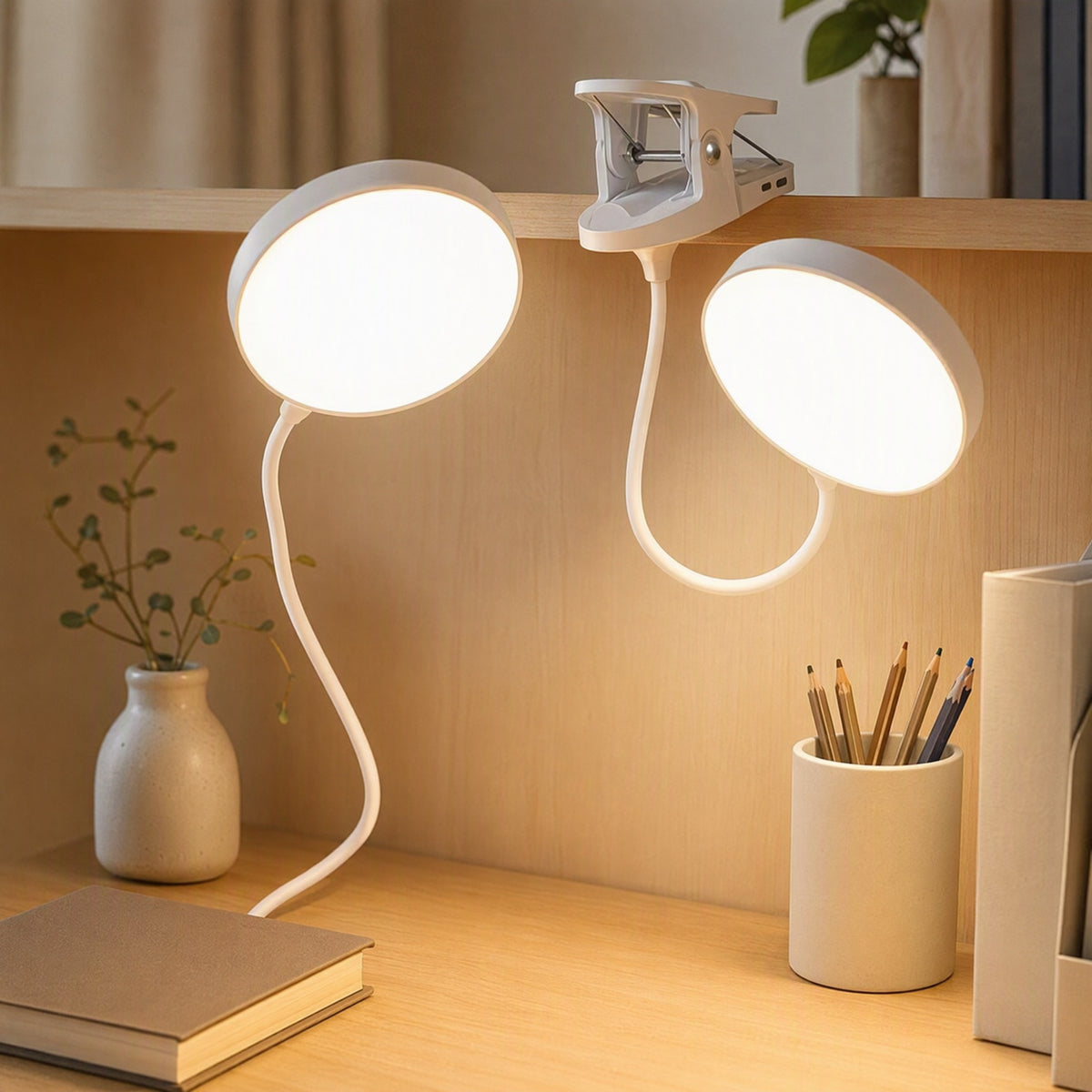 Clipray™ Clip-On LED Desk Lamp, styled close view