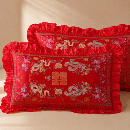 Weavepair™ Nylon Jacquard Pillowcase Pair, material and detail close-up