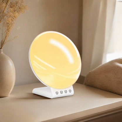 Sunchime™ Sunrise Sunset Alarm Clock With Wireless Charging, styled close view