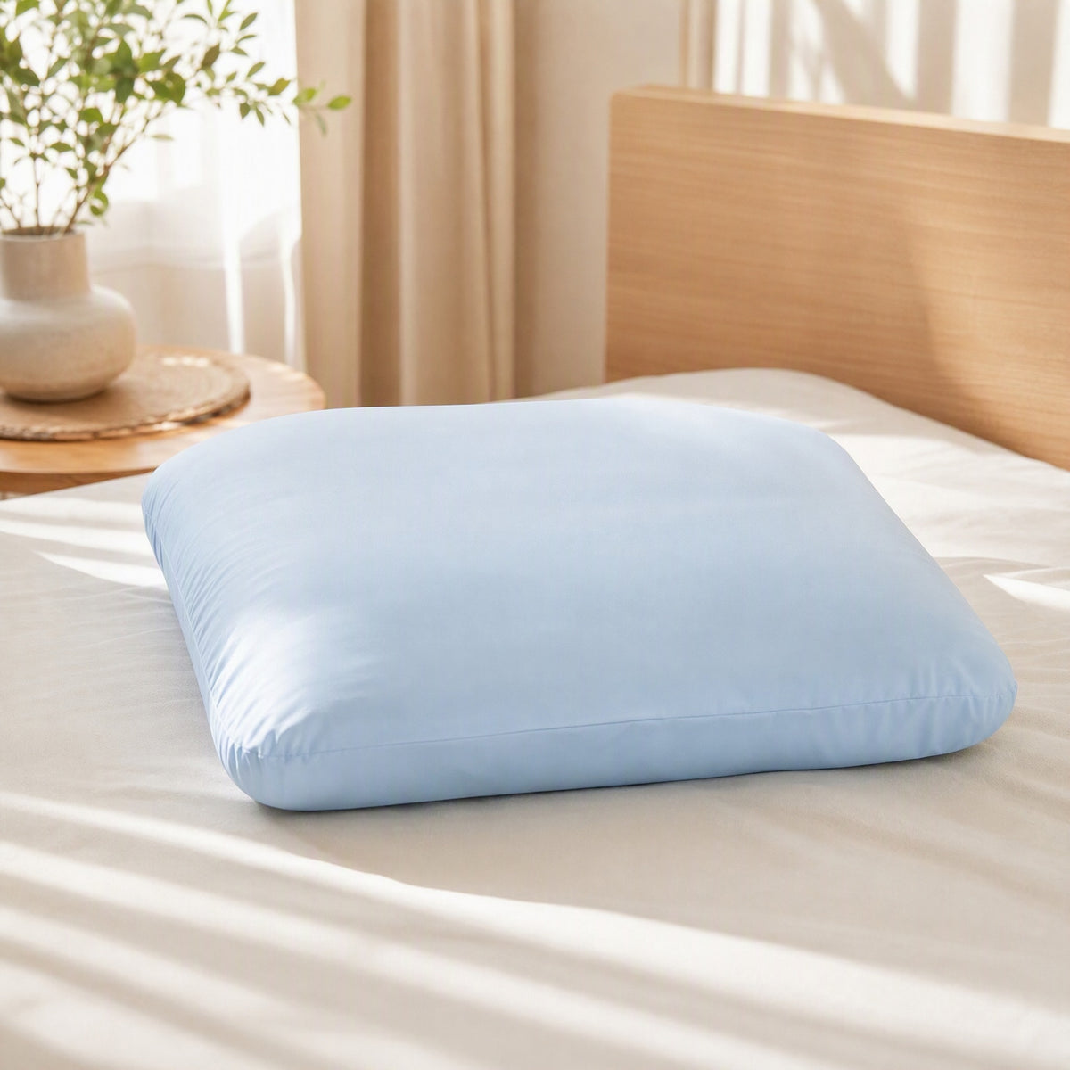 Silkchill™ Ice Silk Cooling Pillowcase in a calm home setting