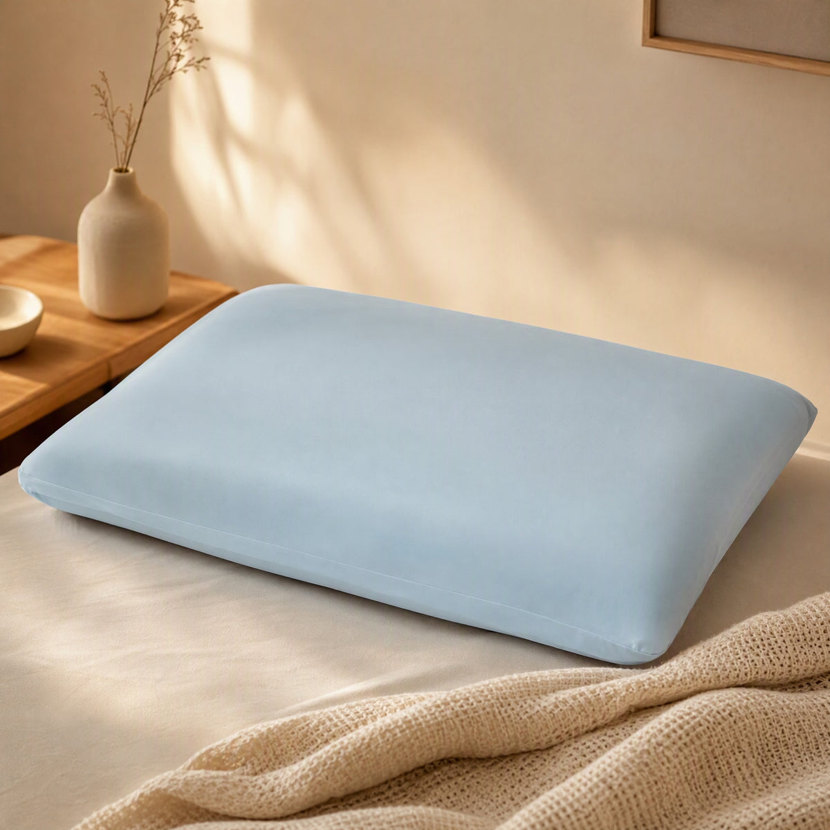 Silkchill™ Ice Silk Cooling Pillowcase, styled close view