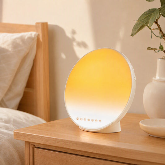 Risechime™ Sunrise Wake-Up Alarm Clock Night Light in a calm home setting