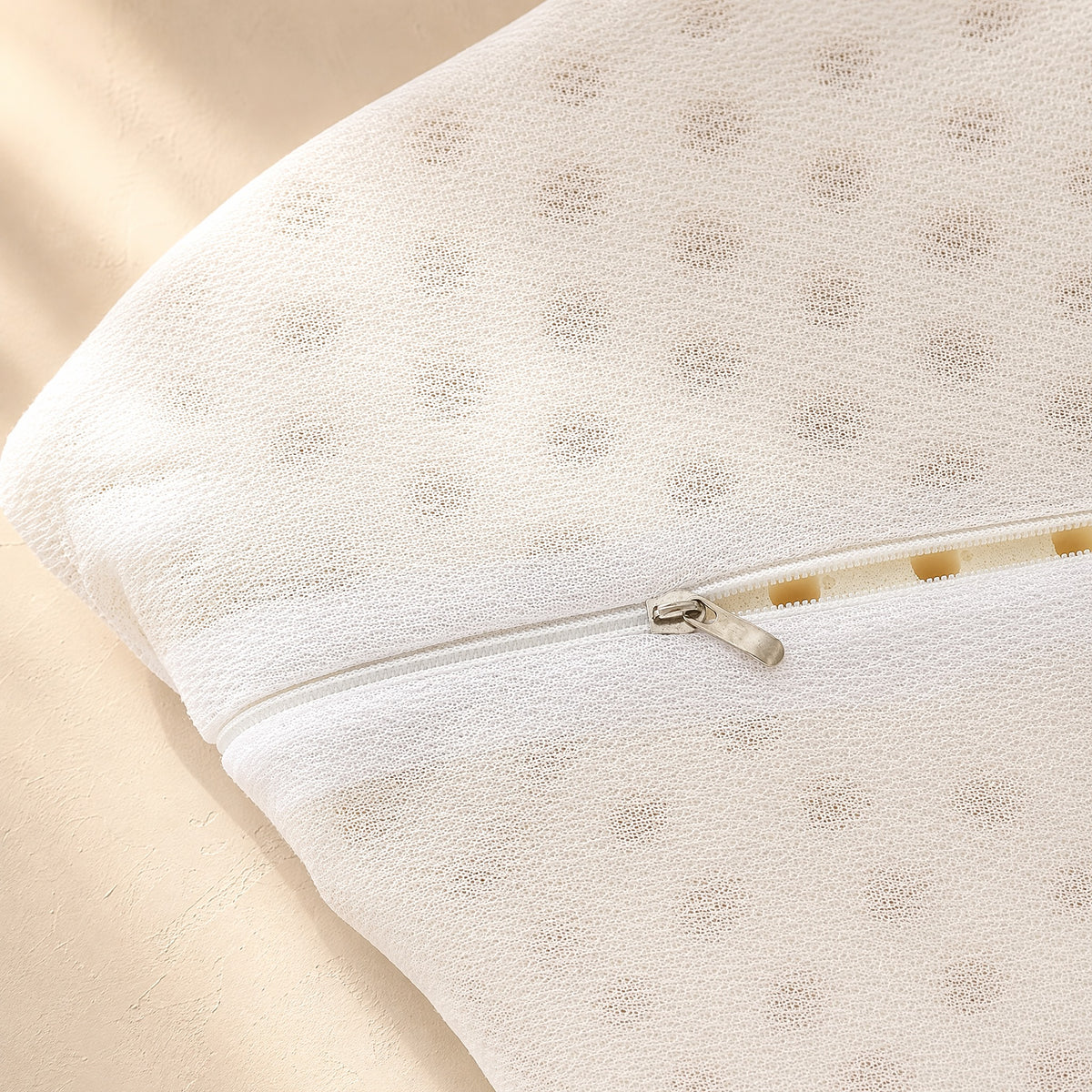 Meshbreeze™ Breathable Mesh Latex Pillow Cover, material and detail close-up