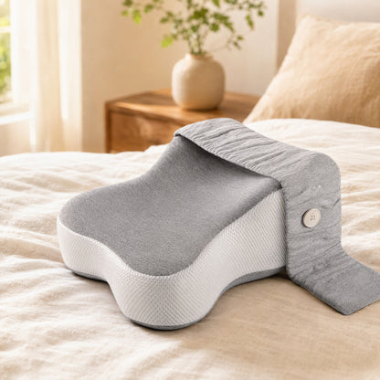 Kneecloud™ Memory Foam Knee Pillow for Side Sleeping in a calm home setting