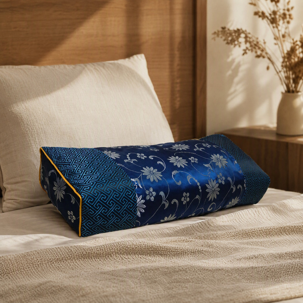Satinloom™ Satin Jacquard Pillowcase, styled close view
