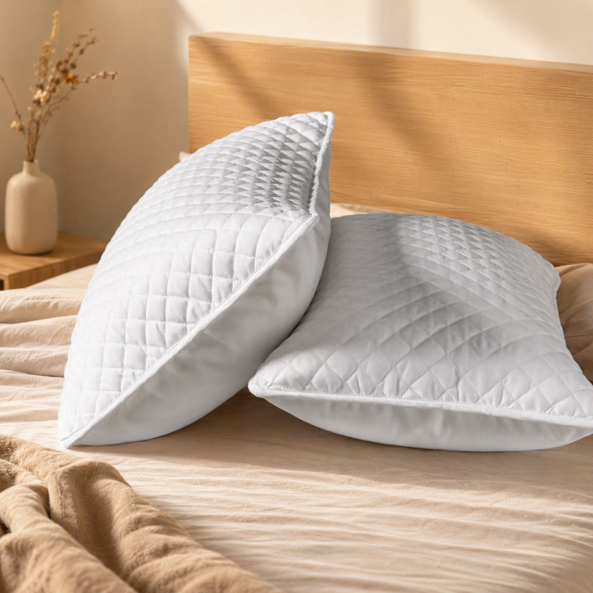 Quiltsoft™ Quilted Polyester Pillowcase, styled close view