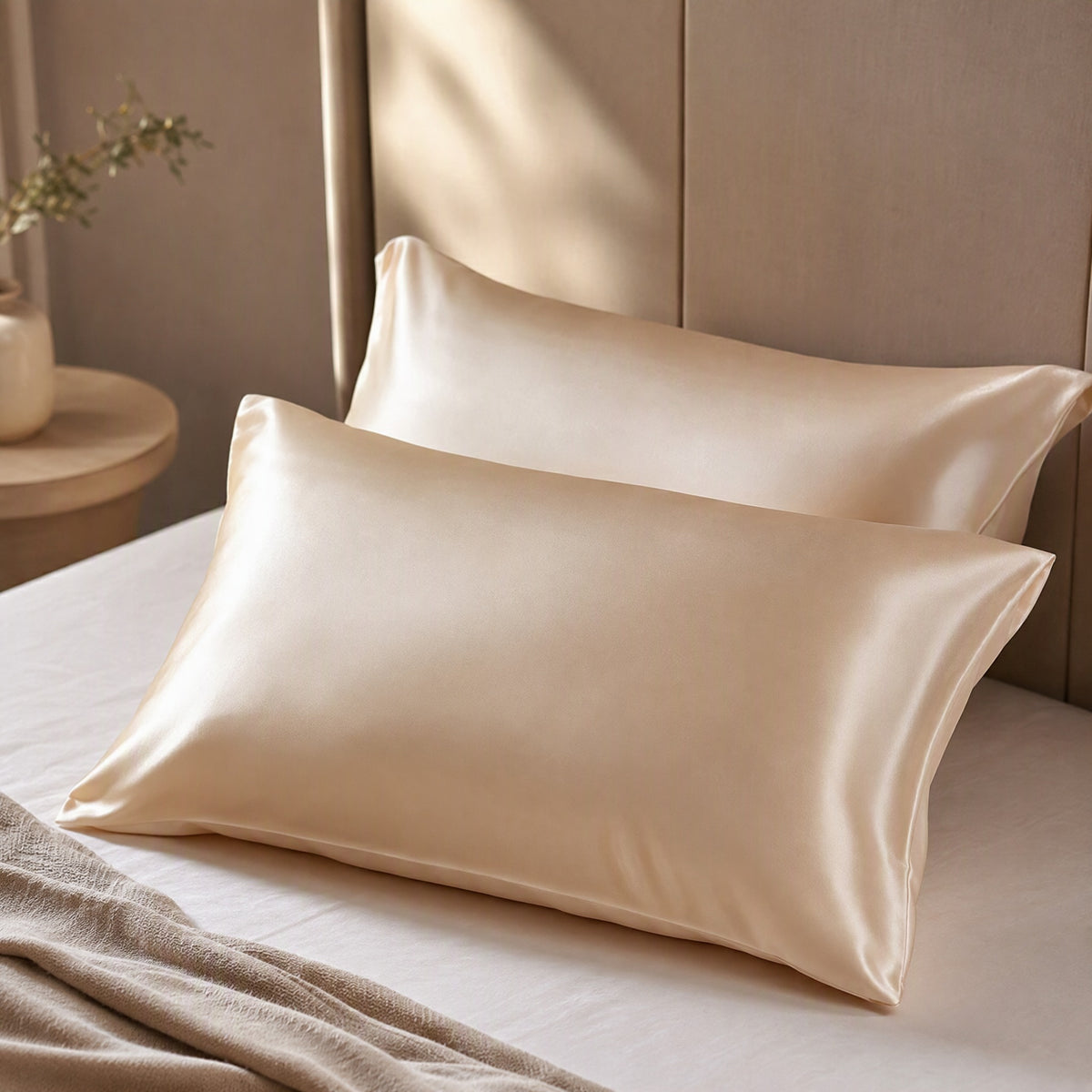 Silkglide™ Lyocell Satin Pillow Cover, styled close view