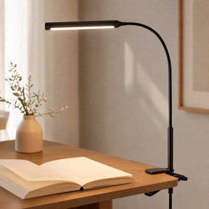 Metalclip™ Clip-On Table Lamp With Metal Shade, styled close view