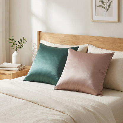 Polycalm™ Polyester Satin Pillowcases in a calm home setting
