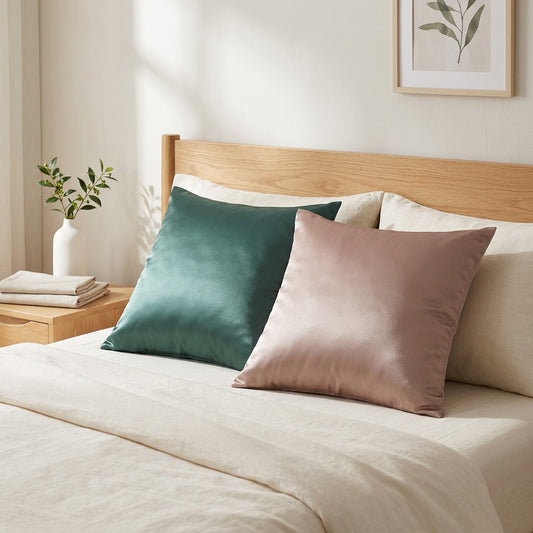 Polycalm™ Polyester Satin Pillowcases in a calm home setting