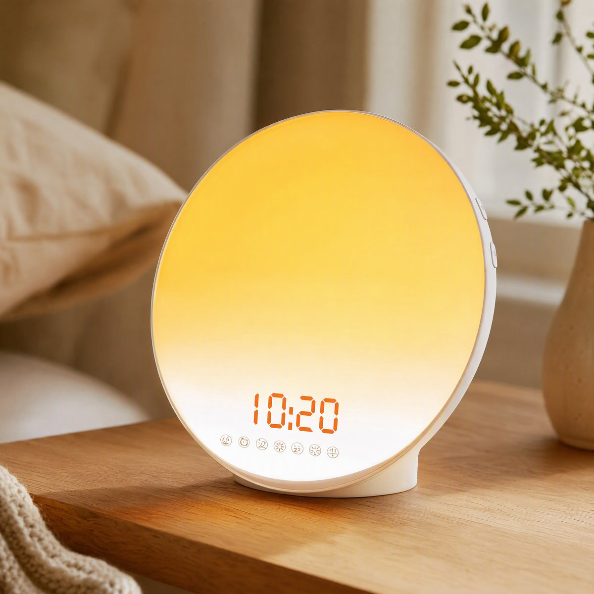 Riseglow™ Sunrise Alarm Clock Light, styled close view