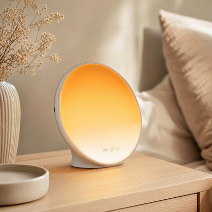 Glowrise™ Wake-Up Alarm Clock Table Lamp, styled close view
