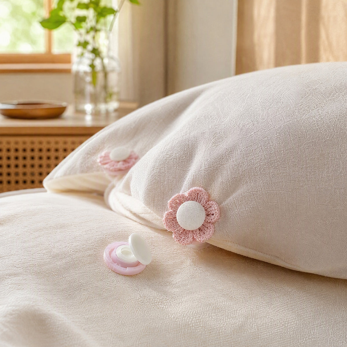 Coverclasp™ Needle-Free Duvet Cover Fastener in a calm home setting