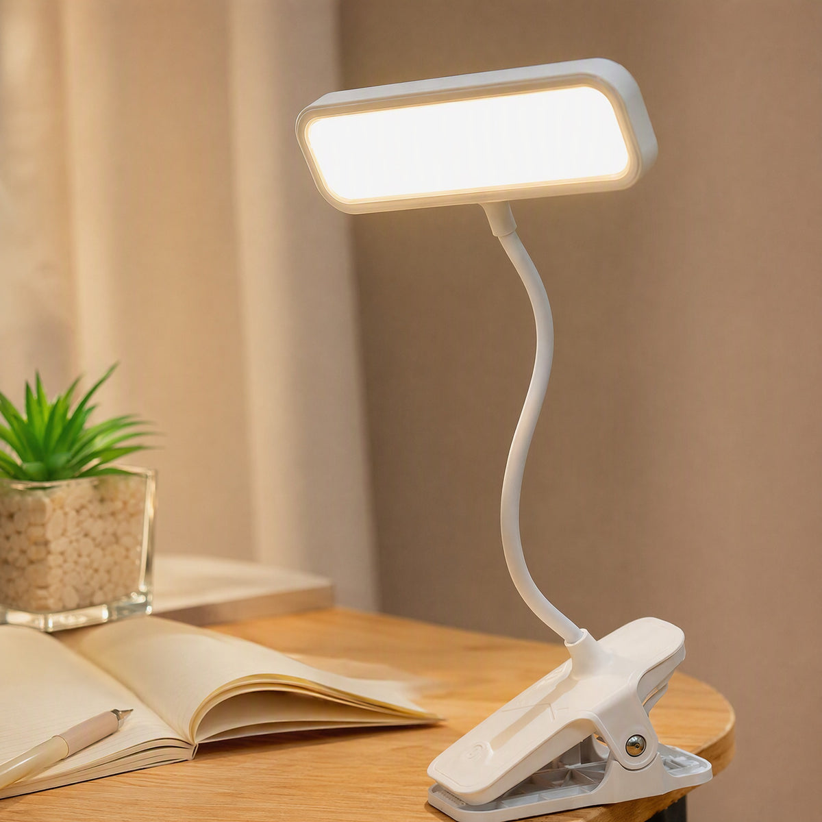 Voicelight™ Clip-On Desk Lamp With Voice Control, styled close view