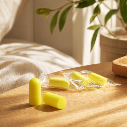 Foamsilence™ Foam Noise Reduction Earplugs in a calm home setting
