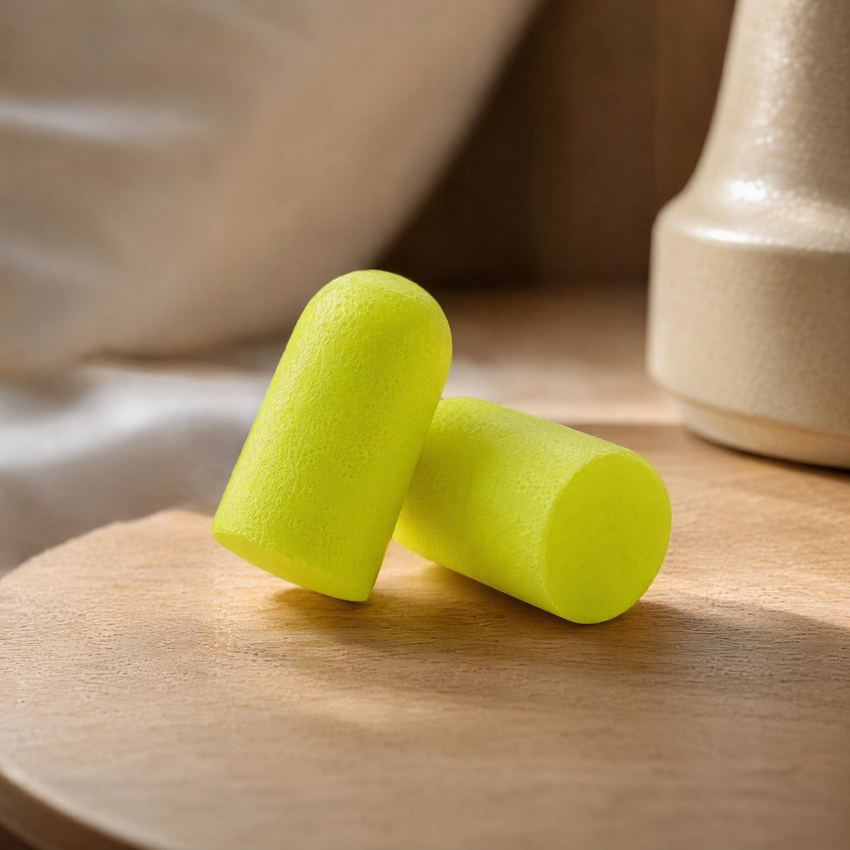 Foamsilence™ Foam Noise Reduction Earplugs, styled close view