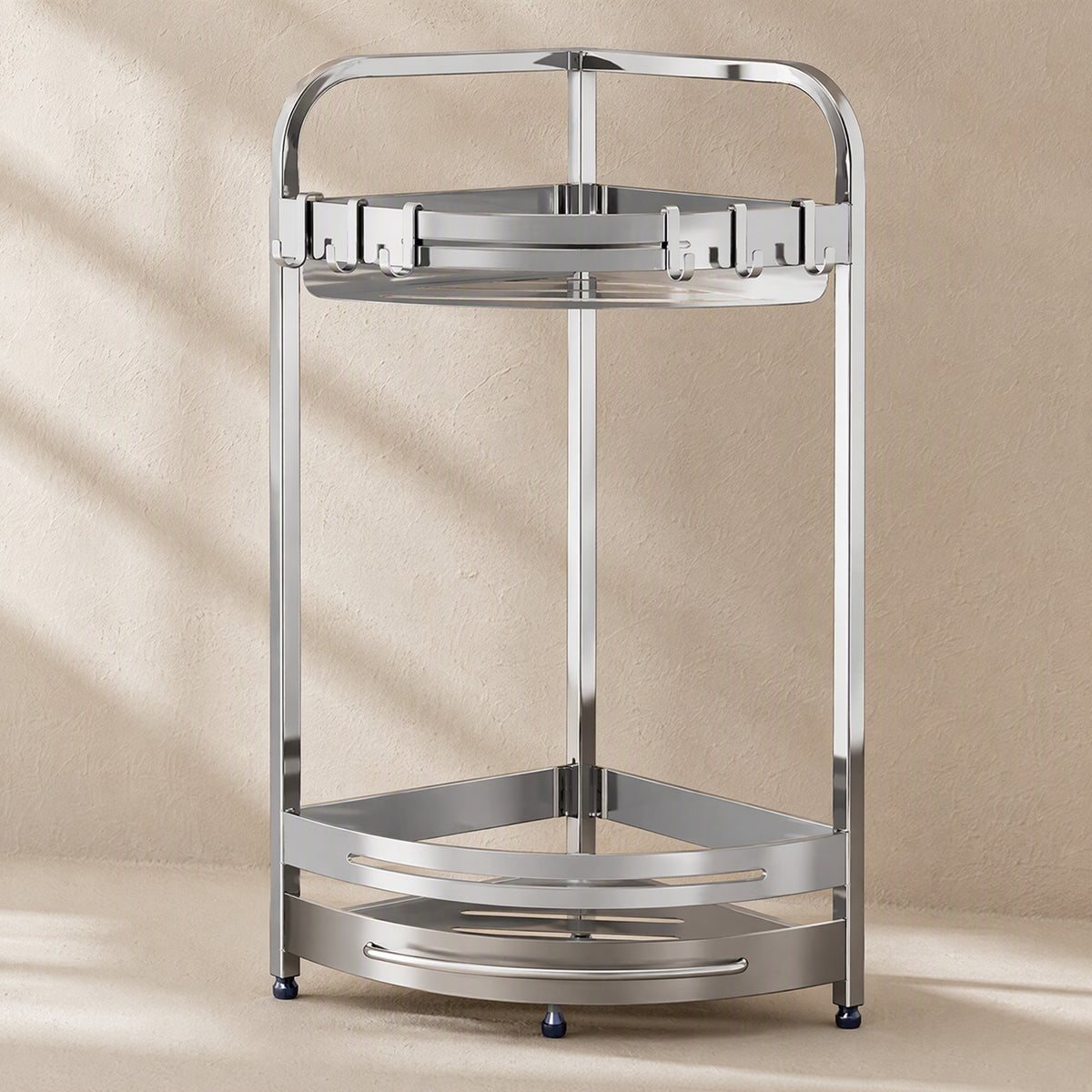 Nooksteel™ Stainless Steel Kitchen Corner Storage Rack, material and detail close-up