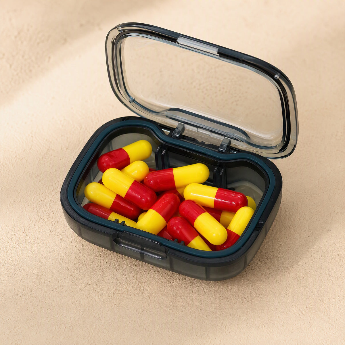 Pillvault™ Polystyrene Medicine Box With Flip Lid, material and detail close-up