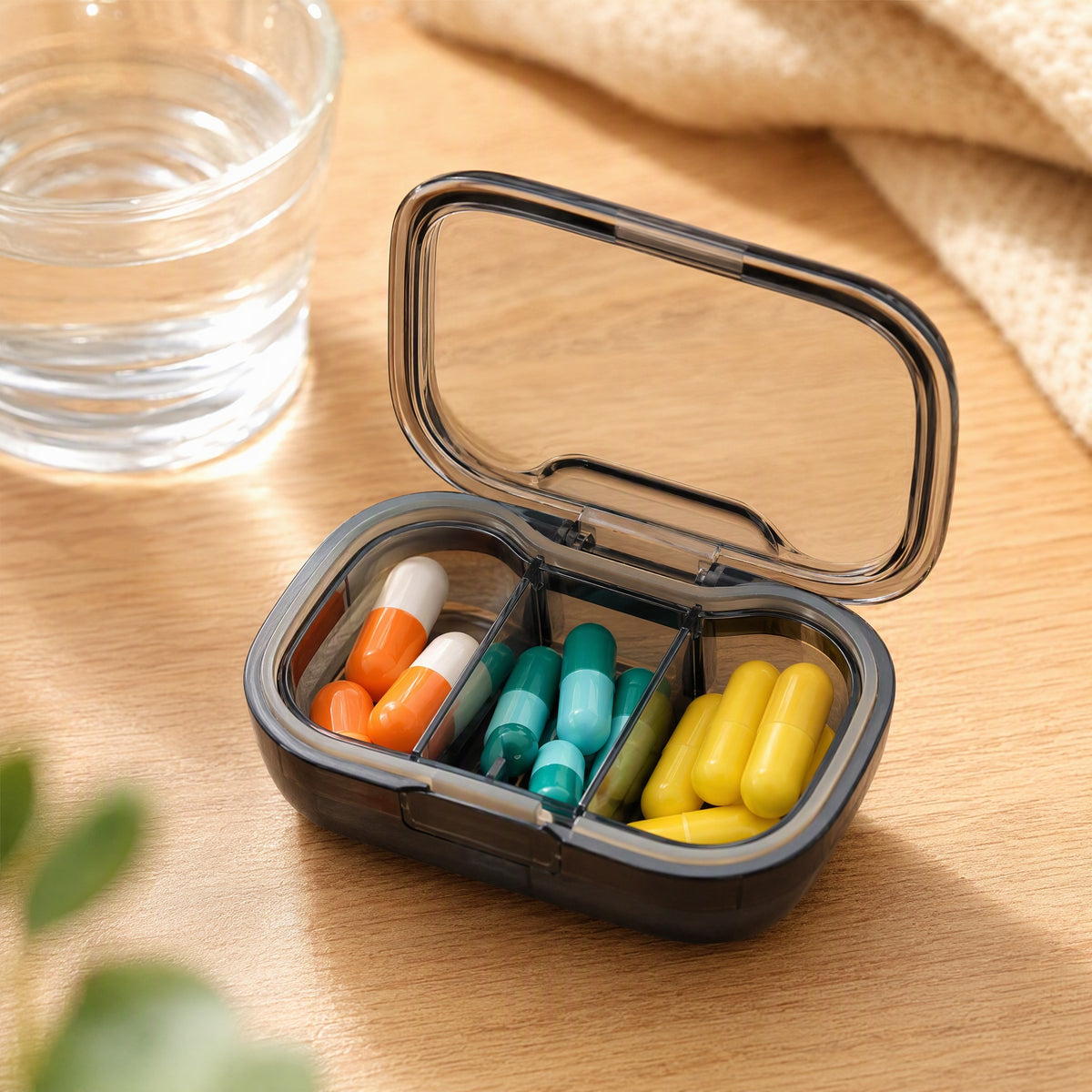 Pillvault™ Polystyrene Medicine Box With Flip Lid, styled close view
